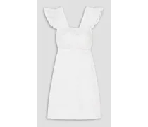 Ruffled cotton-poplin mini dress - White