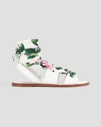 Dolce & Gabbana Patent-leather and cotton sandals - White White