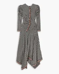 Ulla Johnson Isobel asymmetric ruched gingham cotton-gauze maxi dress - Black Black