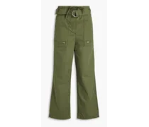 Cotton-twill straight-leg pants - Green