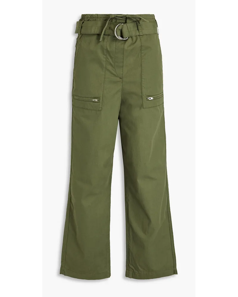 Maje Cotton-twill straight-leg pants - Green Green