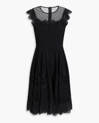 Dolce & Gabbana Lace-trimmed point d'esprit and crepe mini dress - Black Black