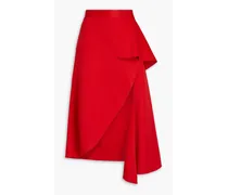 Asymmetric layered stretch-jersey midi skirt - Red