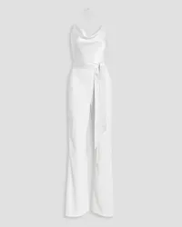 Alice + Olivia Alice Olivia - Primrose draped satin-paneled crepe halterneck jumpsuit - White White