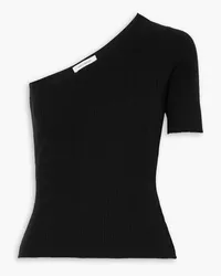 Ninety Percent One-sleeve ribbed Tencel-blend top - Black Black