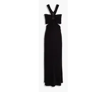 Cutout ribbed-knit maxi dress - Black