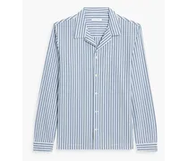 Striped cotton-poplin pajama top - Blue