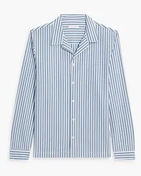 Hamilton and Hare Striped cotton-poplin pajama top - Blue Blue