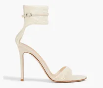 Halle leather-trimmed lace sandals - White