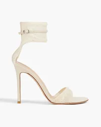 Gianvito Rossi Halle leather-trimmed lace sandals - White White