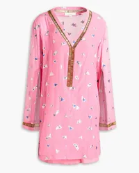 SEMSEM Embellished metallic fil coupé voile kaftan - Pink Pink