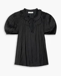 Ulla Johnson Eleni ruffled plissé-satin blouse - Black Black