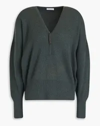 Brunello Cucinelli Bead-embellished cashmere sweater - Green Green