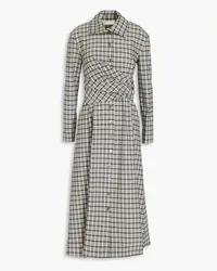 Tory Burch Checked wool-blend midi shirt dress - Gray Gray