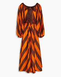 Zimmermann Striped silk-satin midi dress - Orange Orange