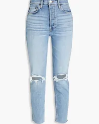 RE/DONE 90s distressed high-rise slim-leg jeans - Blue Blue