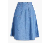 Flaminia cotton and linen-blend skirt - Blue