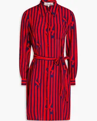 Diane von Furstenberg Prita printed crepe de chine mini shirt dress - Red Red