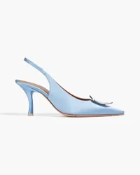 Malone Souliers Vilma 70 crystal-embellished satin slingback pumps - Blue Blue