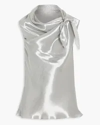 Oscar de la Renta Knotted satin top - Metallic Metallic