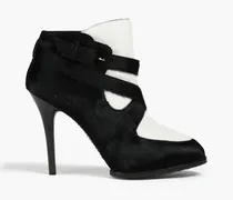 Two-tone calf hair ankle boots - Black