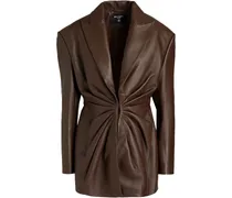 Ruched leather jacket - Brown