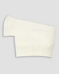 Anna Quan Clare one-shoulder cropped ribbed cotton-blend top - White White