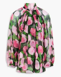 Carolina Herrera New York Gathered silk-georgette blouse - Multicolor Multicolor