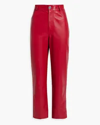 Oscar de la Renta Leather straight-leg pants - Red Red