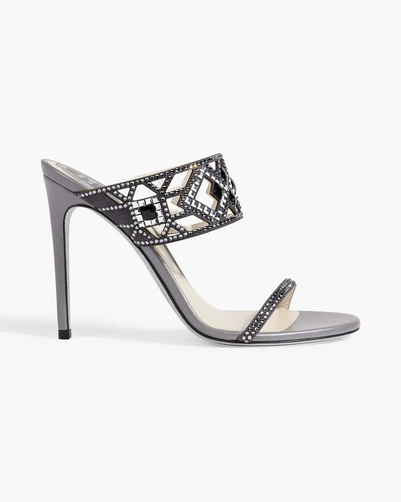 René Caovilla Isabel crystal-embellished suede mules - Gray Gray