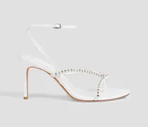 Eva Crystal 85 embellished leather sandals - White