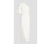 Kalypso one-shoulder knitted midi dress - White