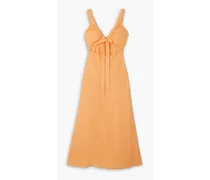 Tobago cutout linen maxi dress - Orange