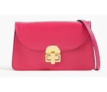 Glossed pebbled-leather shoulder bag - Pink