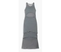 Shadow Overlay layered mesh midi dress - Gray