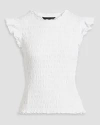 Veronica Beard Wyles ruffled shirred cotton-jersey top - White White