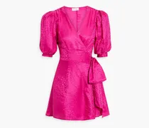 Anna satin-jacquard mini wrap dress - Pink