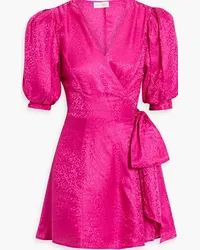 Ronny Kobo Anna satin-jacquard mini wrap dress - Pink Pink