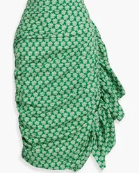 RHODE Felicity ruffled printed cotton-blend poplin skirt - Green Green