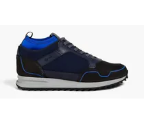 Mesh, neoprene and leather sneakers - Blue
