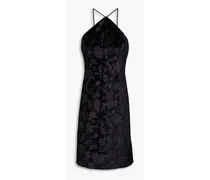 Fara velvet-jacquard dress - Black