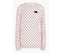 Appliquéd flocked wool sweater - Pink