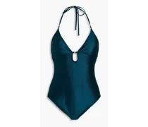 Cutout halterneck swimsuit - Blue
