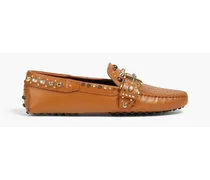 Studded leather loafers - Brown