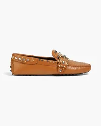 TOD'S Gommino studded leather loafers - Brown Brown