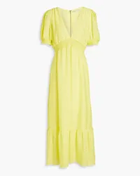 Alice + Olivia Alice Olivia - Angela shirred fil coupé chiffon midi dress - Yellow Yellow