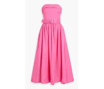 Amparo strapless belted linen-blend midi dress - Pink