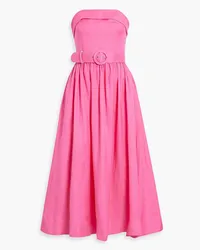 NICHOLAS Amparo strapless belted linen-blend midi dress - Pink Pink