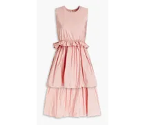 Asymmetric ruffled taffeta dress - Pink