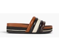 Quilted leather slides - Brown